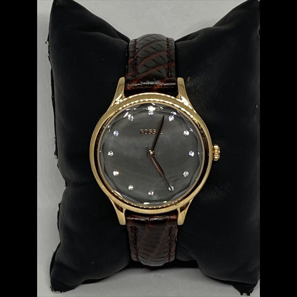 Fossil Laney BQ3393 Women's Brown Leather Analog Dial Quartz Genuine Watch EY525